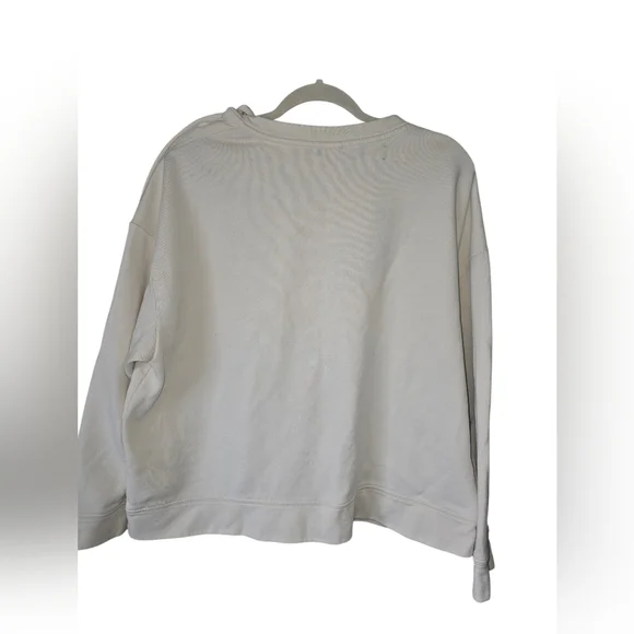 H&M White Sweater with 'À Paris' Print Large Gold Shoulder Buttons 60% Cotton - Picture 2 of 11